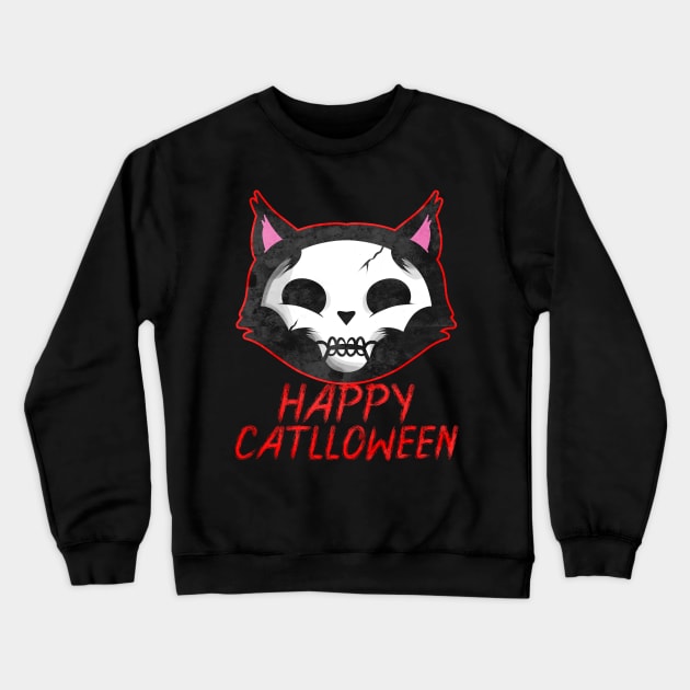 Corpse Paint Cat Happy Catlloween Cat Halloween Crewneck Sweatshirt by SinBle